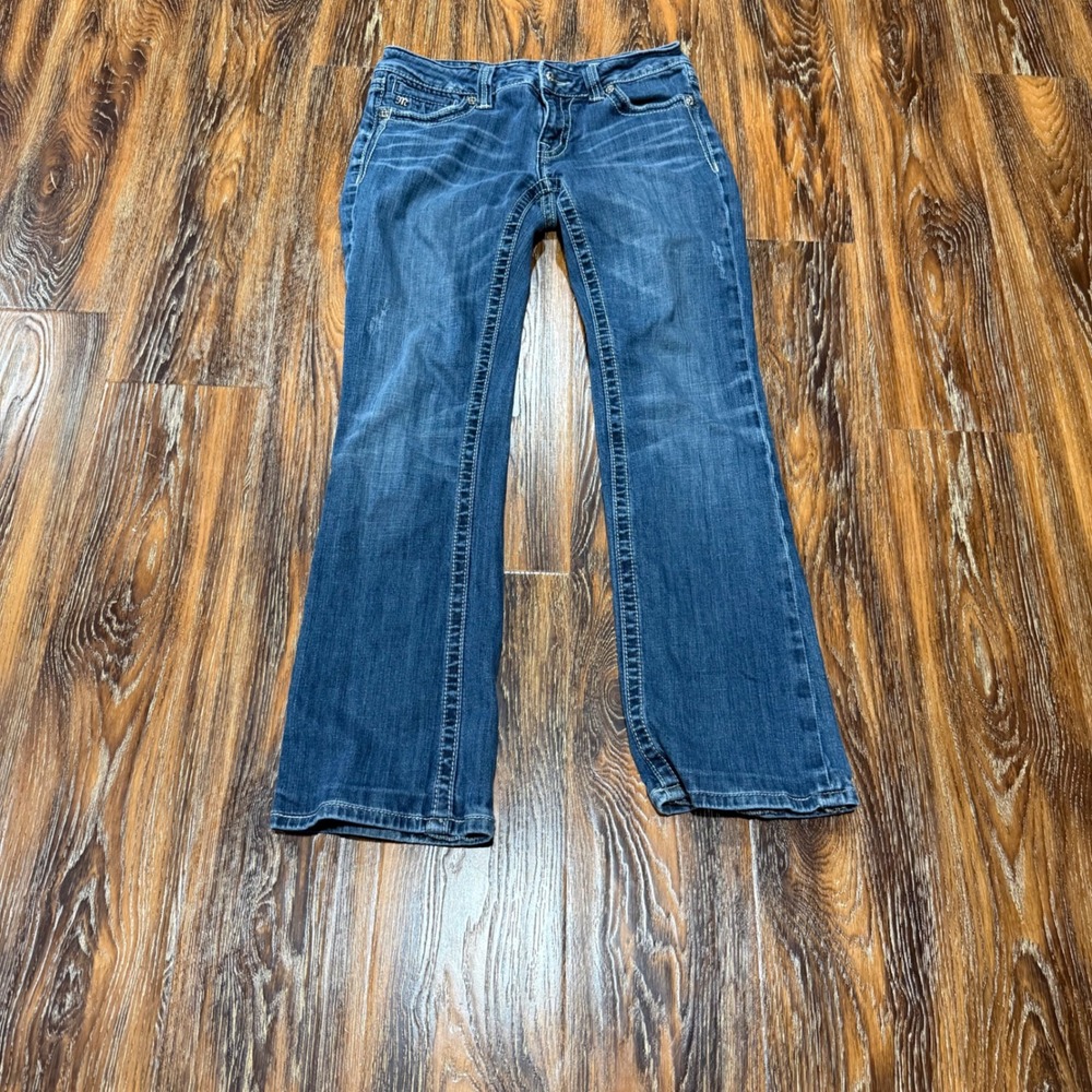 Miss Me Size 30 Women Bootcut Jeans Medium Wash Fleur De Lis Embellished JP5010C